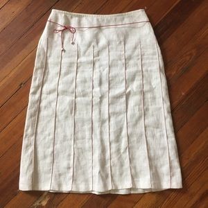ZARA linen cream skirt with red piping